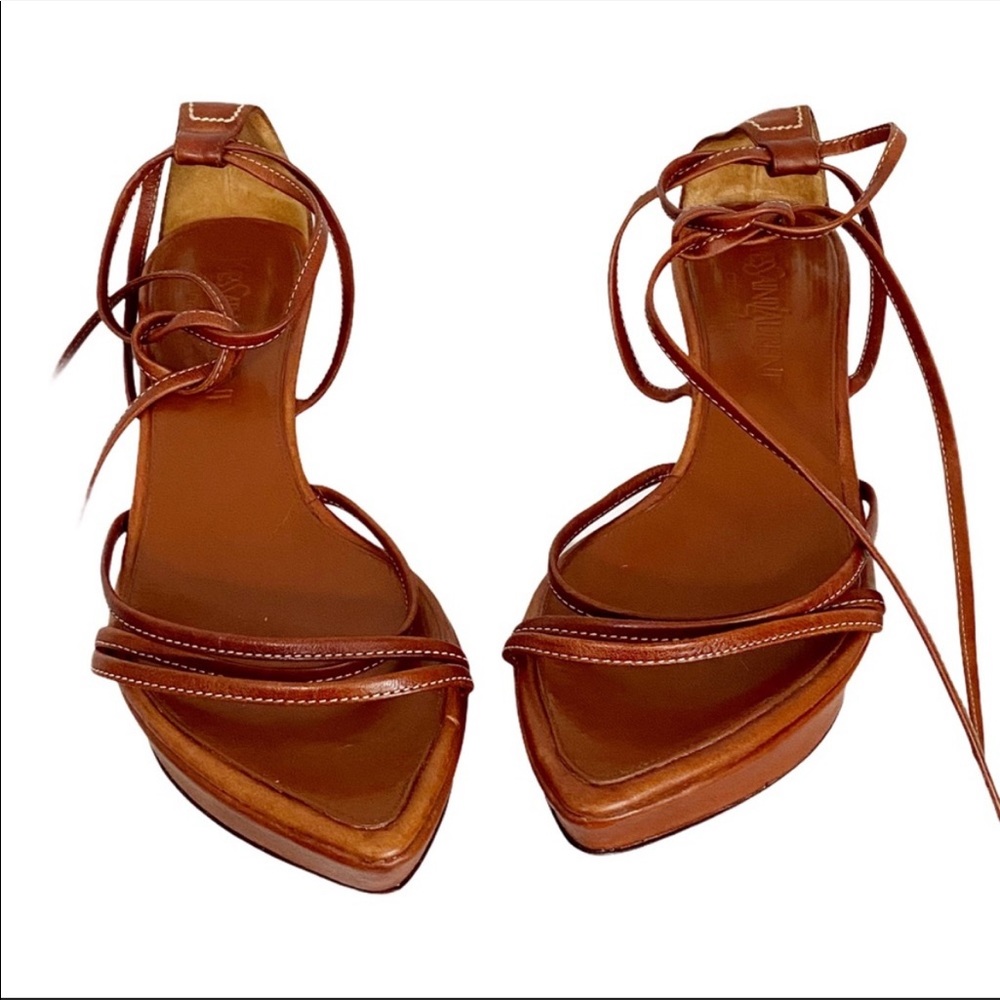 Yves Saint Laurent Rive Gauche Wedge Strap Sandal